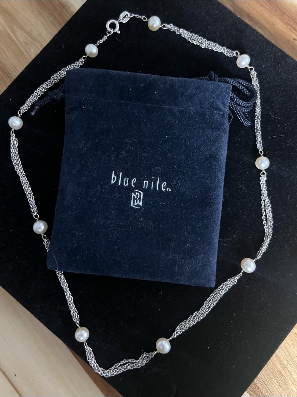 Blue Nile Silver Pearl Station Necklace